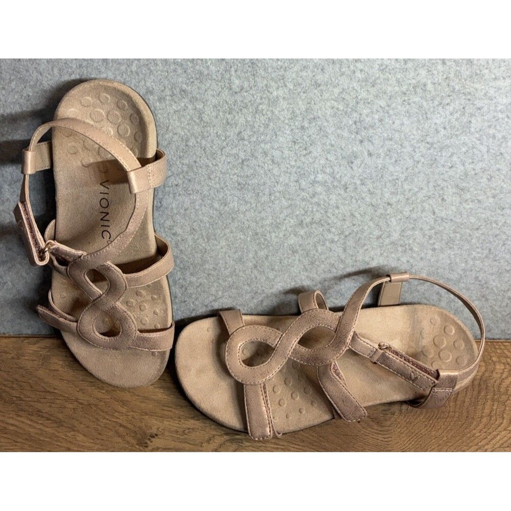 Vionic Sz 7 Sandal Rose Gold Arch Support Comfort Shoe Summer
